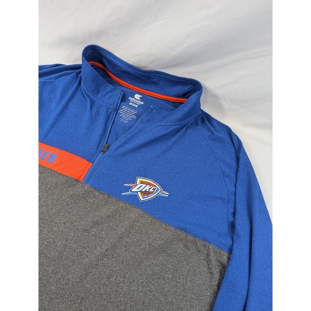 OKC Thunder Colosseum Quarter Zip NBA Pullover Sweater Size 3XL Blue Long Sleeve